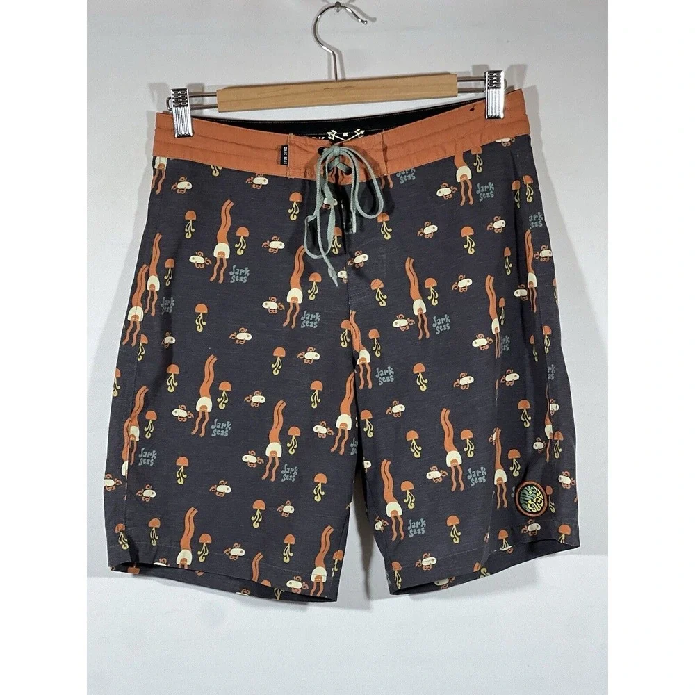 Grundens Dark Seas Boardshorts Mens 28 Jellyfish Coastal Surf Streetwear
